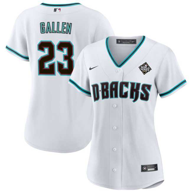 Womens Arizona Diamondbacks #23 Zac Gallen White 2023 World Series Stitched Jersey(Run Small) Dzhi